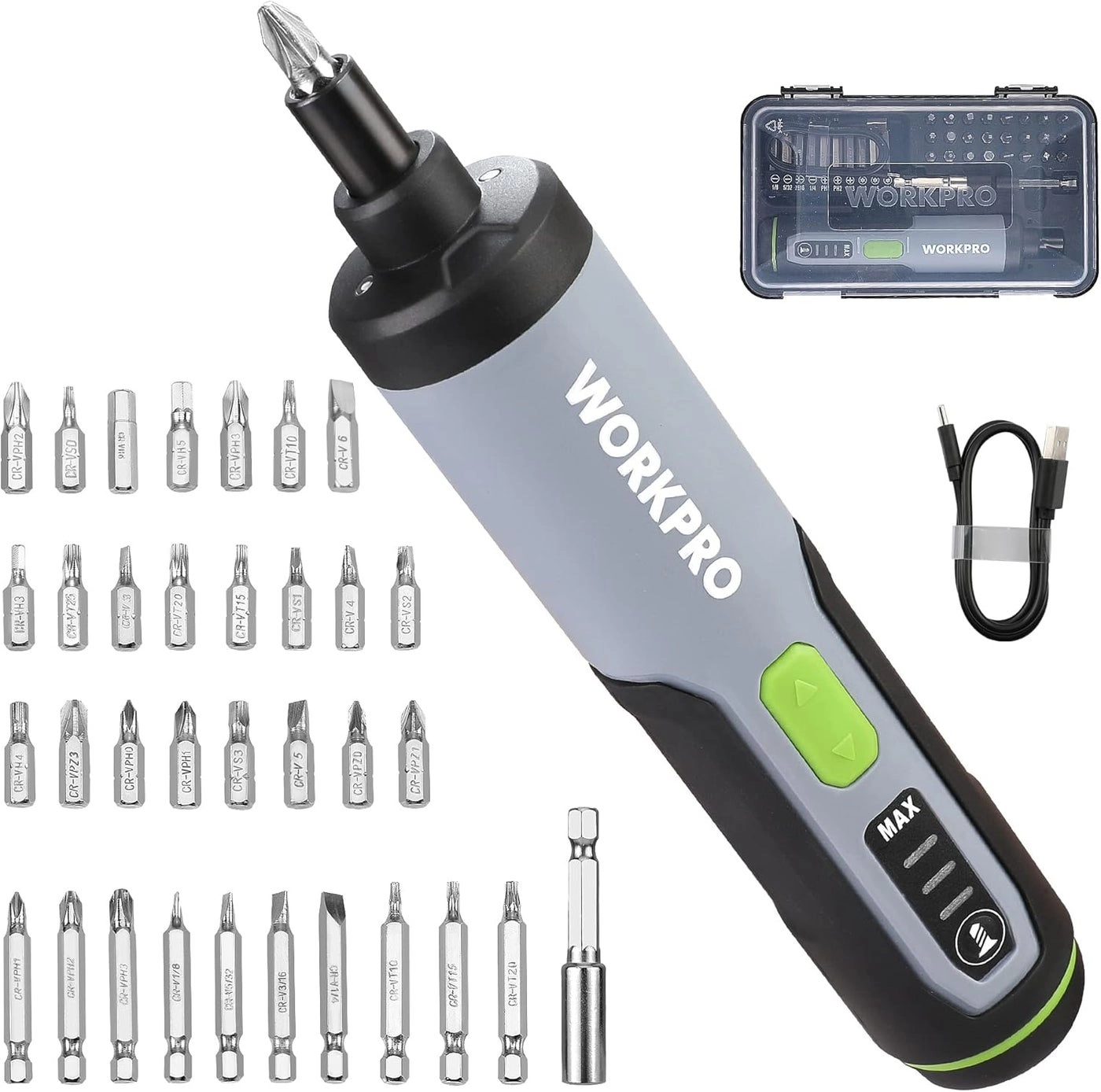 WORKPRO Electric Screwdriver - 3.6V 35 bits USB Charging