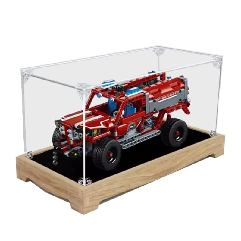 HCAEIOFJ Clear Acrylic Display Case (42075) - Wood Bottom 13.77x5.90x5.90in.