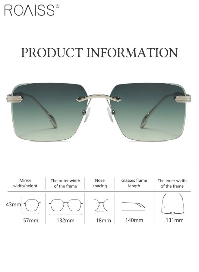 Square Frame Rimless Sunglasses - 57mm Green