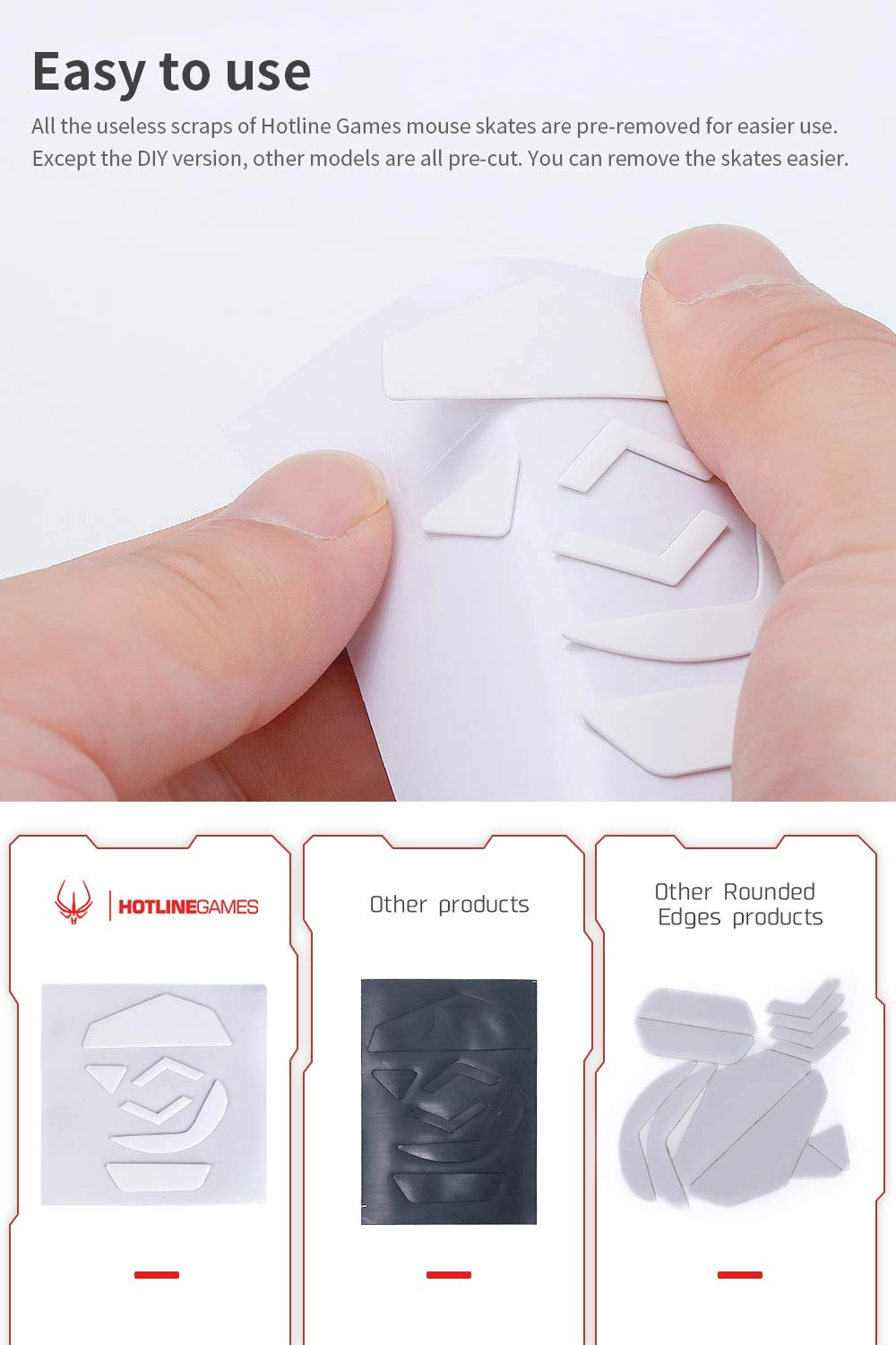 3.0 Plus Rounded Curved Edges Mouse Feet Skates - 0.8mm PTFE Super Glide