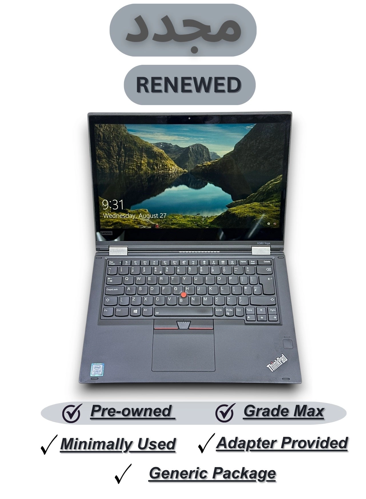 (Renewed) ThinkPad X380 Yoga - 13.3" 256GB 8GB Core i5-8350U