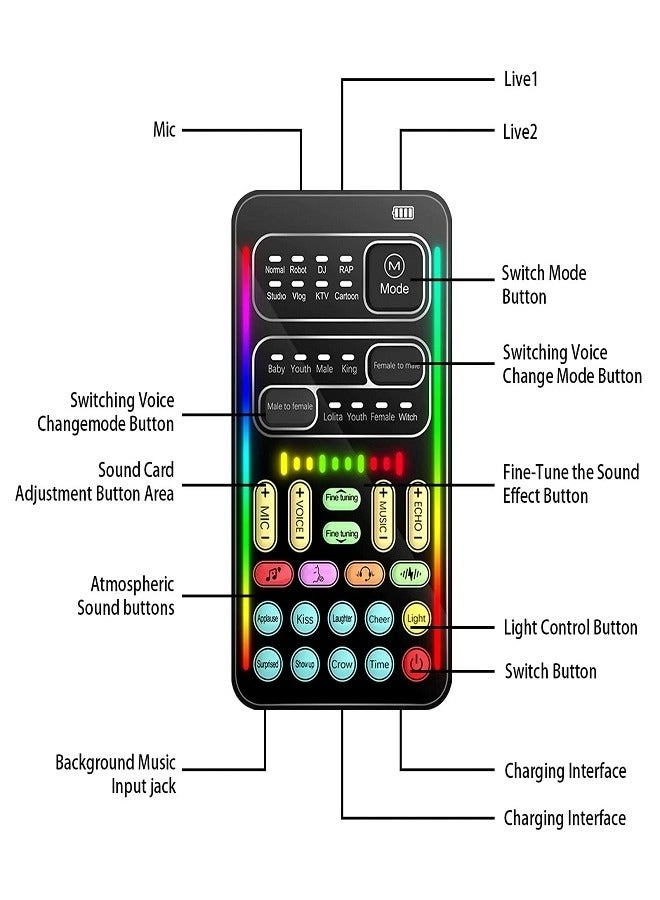 Portable Sound Card Handheld Microphone Wired Microphone