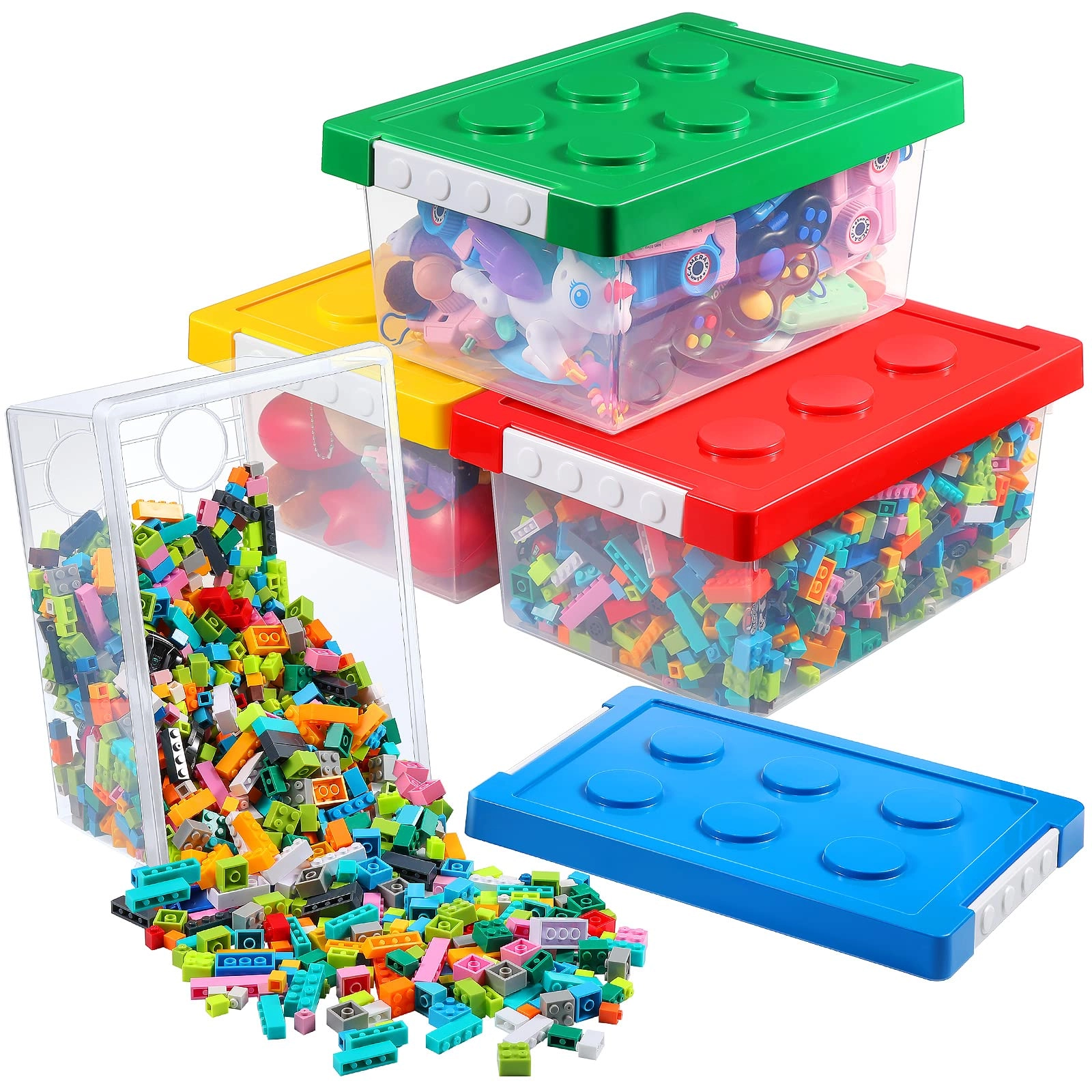 Vicenpal 4 Pack Building Toy Storage Containers - Plastic