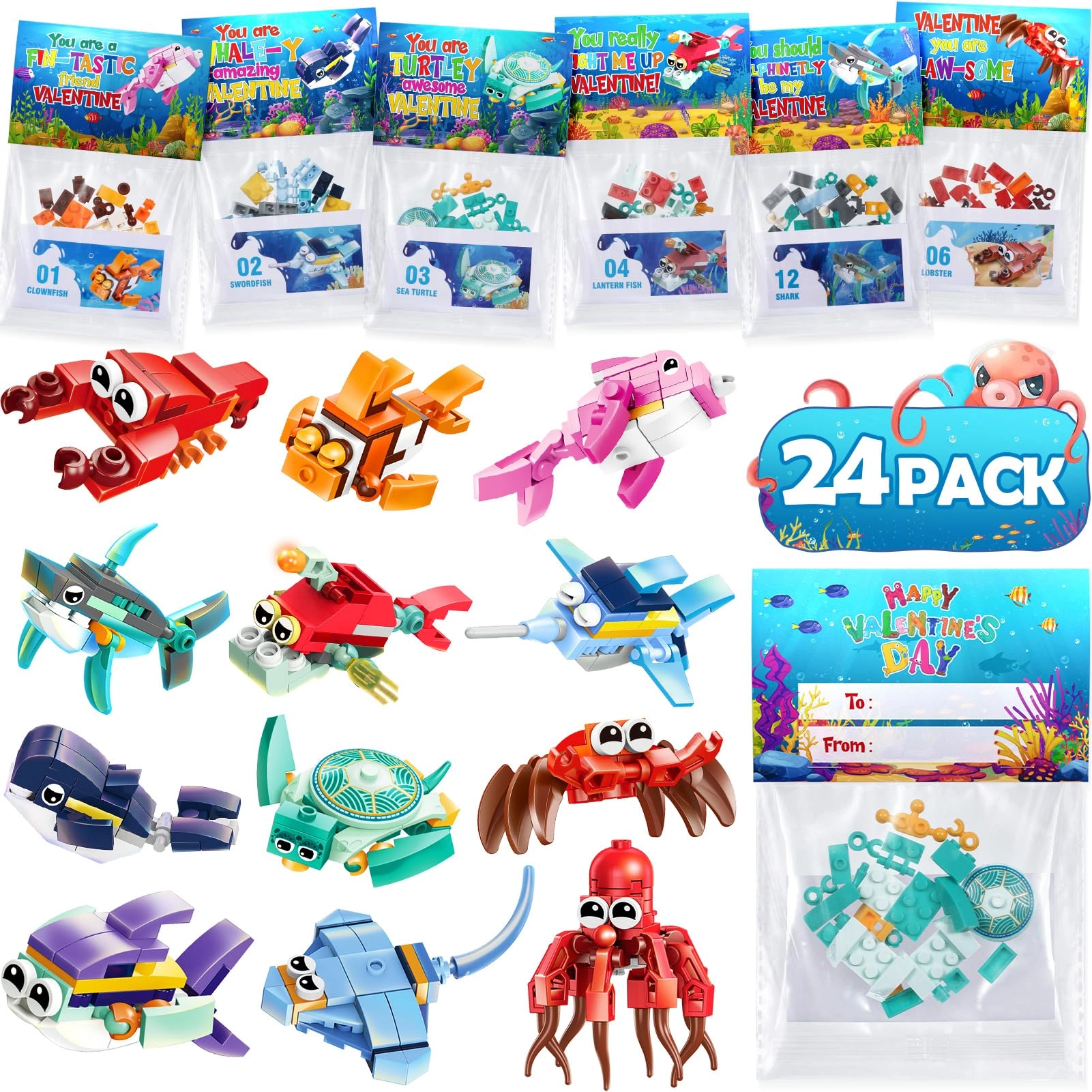 Qinline Marine Animal Building Blocks - 24pcs