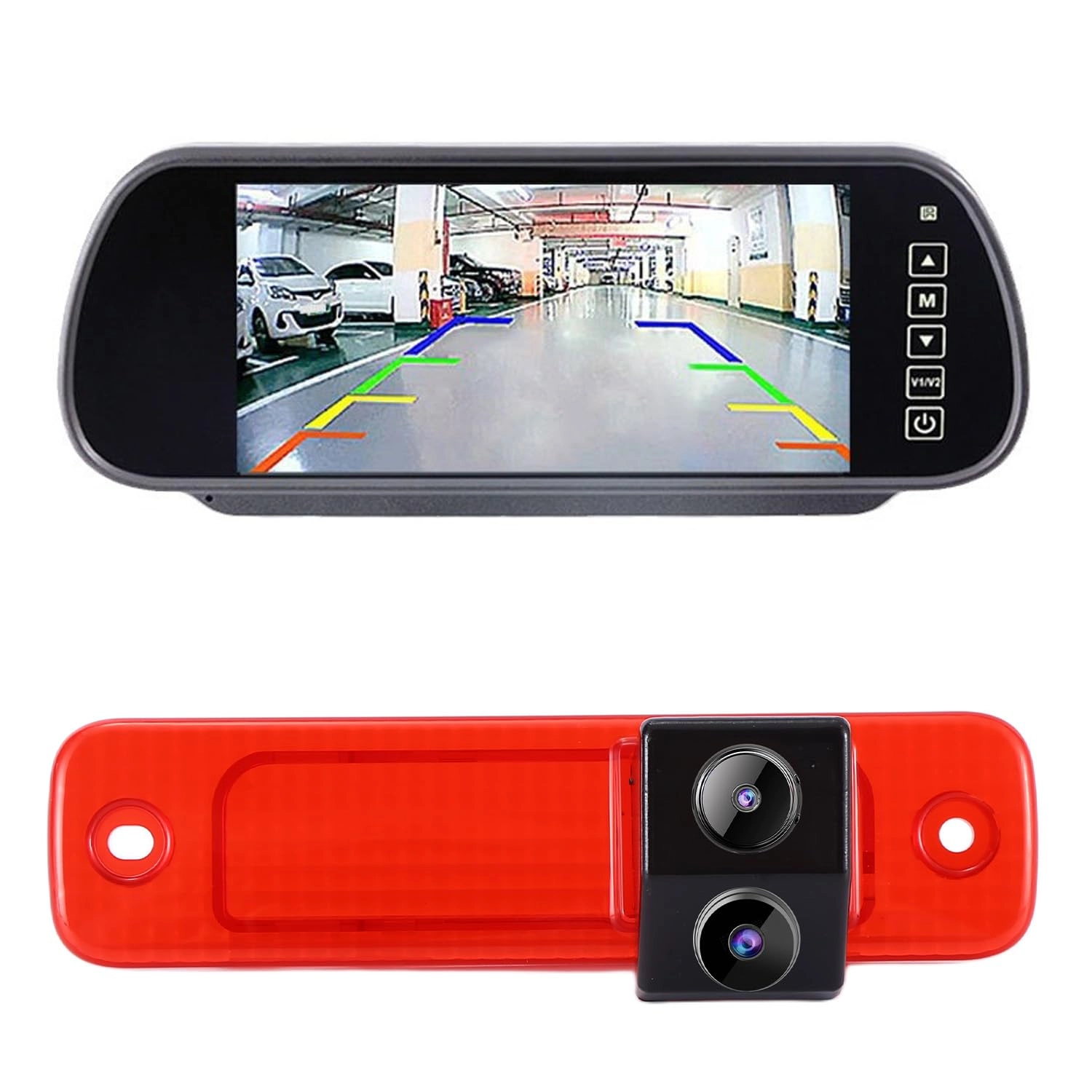 Dynavsal 7 Inch Rear View Mirror Monitor - 1024 x RGBx600 + Reversing Camera - 1280 x 720 Px