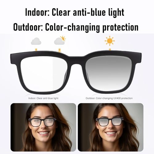 Bluetooth Audio Smart Glasses - Photochromic Lenses Blue Light Blocking