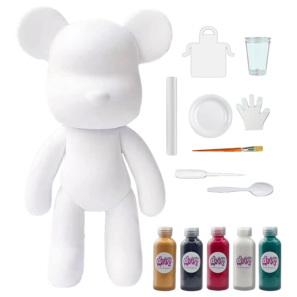 DIY Fluid Painting Bear - paintbrush pipette spoon apron