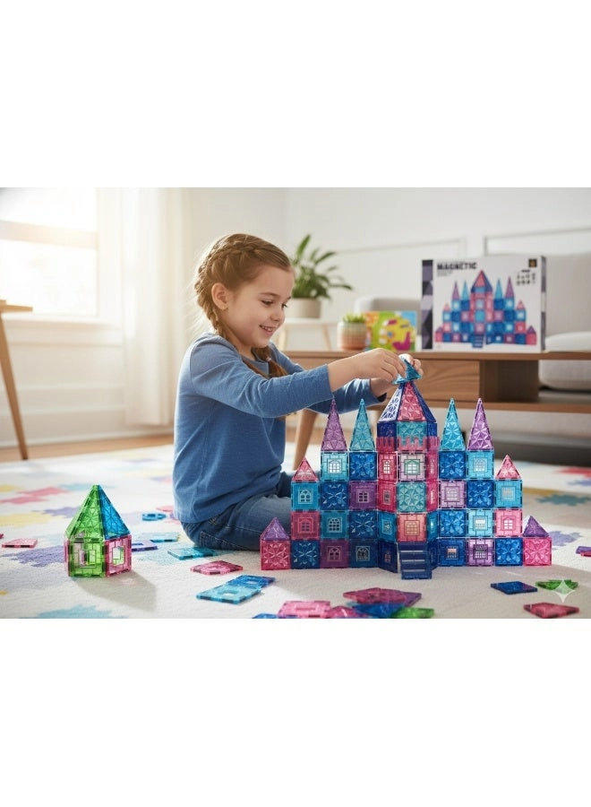 Magnetic Building Tiles Set - Castle-Themed 102-Piece