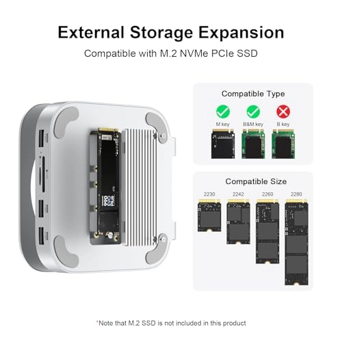 UH60 Pro - Aluminum Stand Hub Docking Station for Mac mini M4/M4 Pro