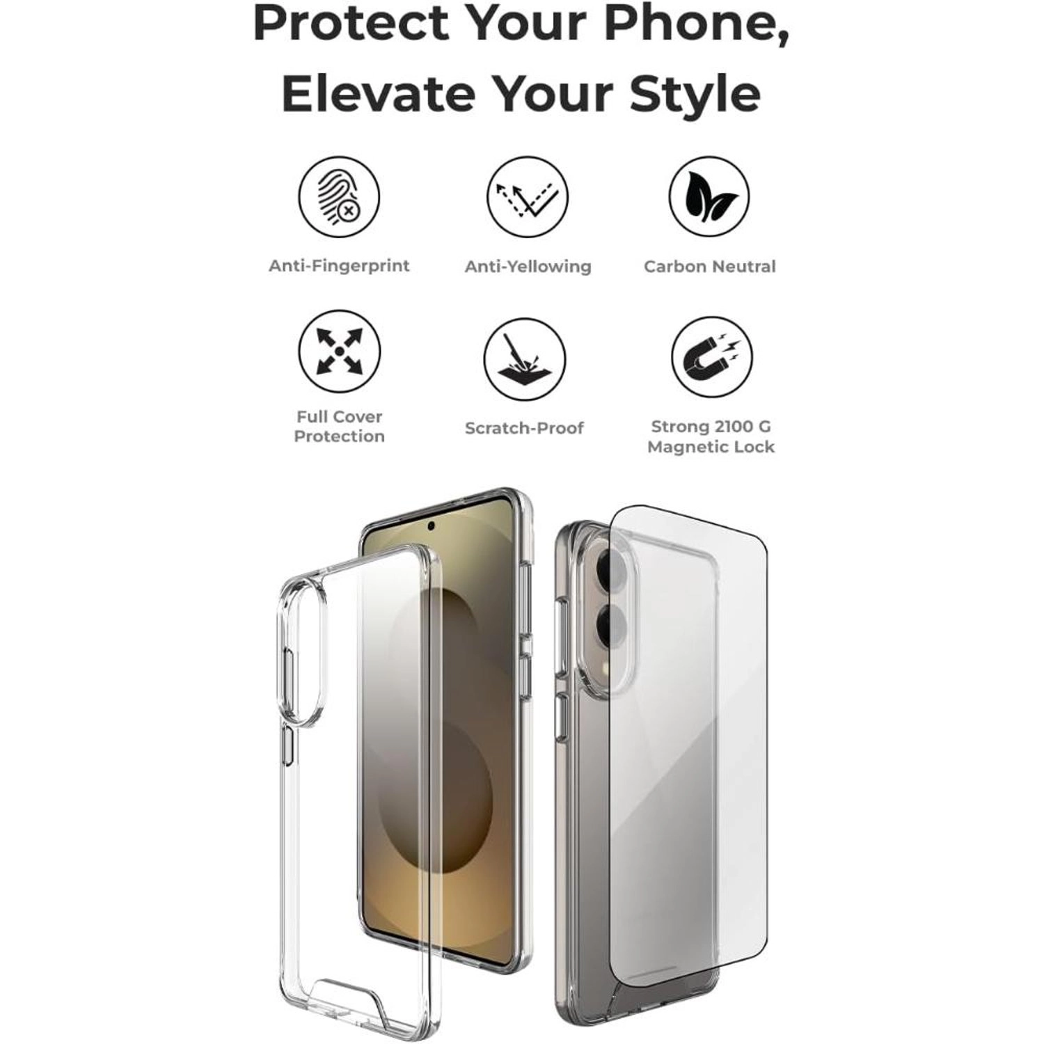 Clear Case + Screen Protector - 360° Shatterproof Premium Tempered Glass for Samsung Galaxy S25 Edge