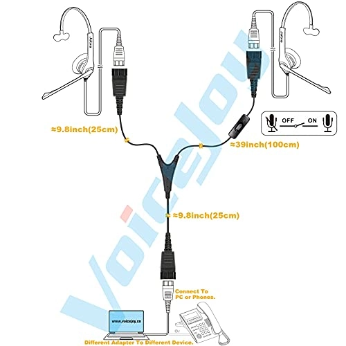 Quick Disconnect Cord for Jabra Headsets - Mute Button