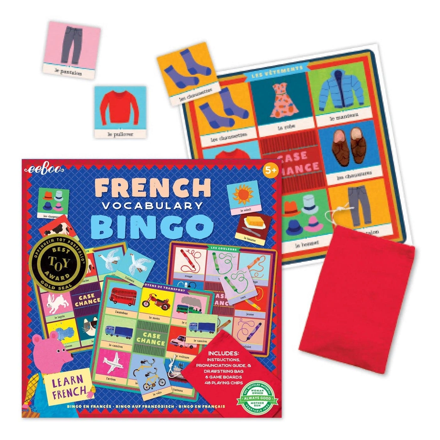 French Bingo Vocabulary Game (English & Arabic)