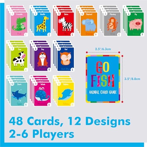 Animal Go Fish - Card Game - 48 Cards 12 Designs
