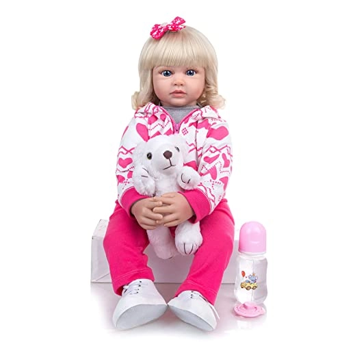 Reborn Baby Doll - 24 Inch Vinyl Cotton Body Pink Yarn Skirt Ages 3+