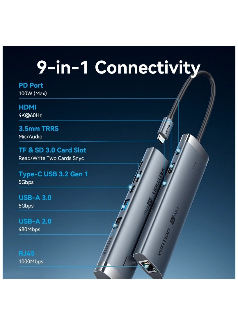 9-in-1 USB-C Docking Station - USB-C MacBook Pro/Air Dell HP Lenovo