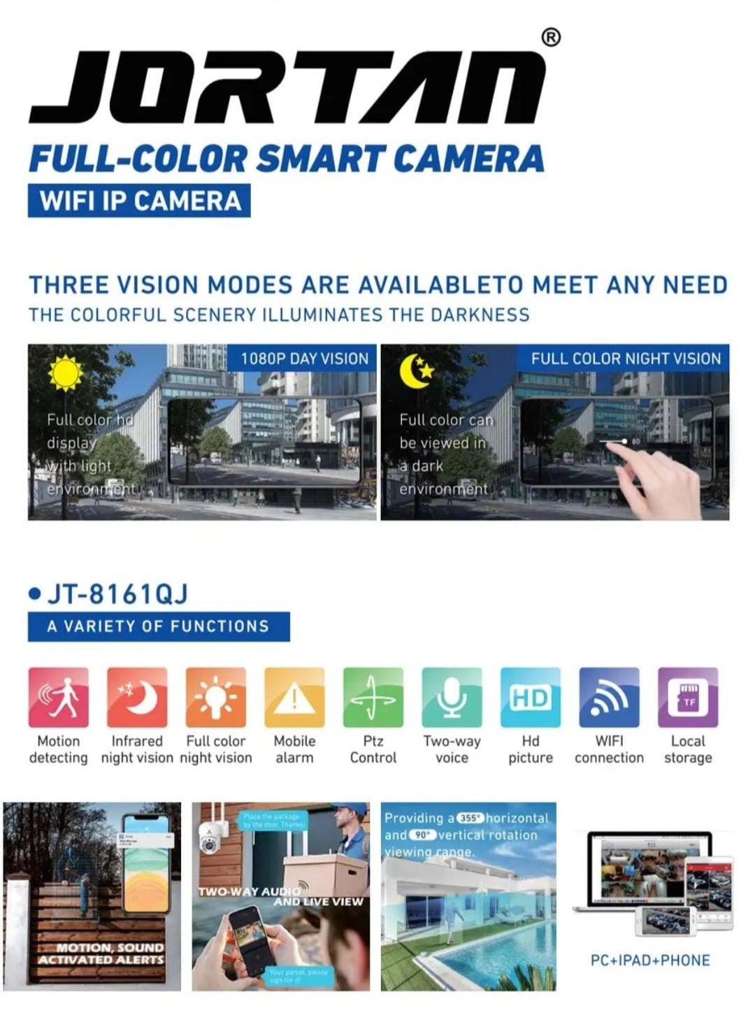 Indoor Outdoor Wi-Fi PTZ Camera 1080p