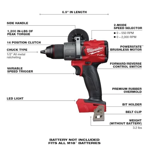 2803-20 - M18 FUEL Brushless 1/2" Drill/Driver