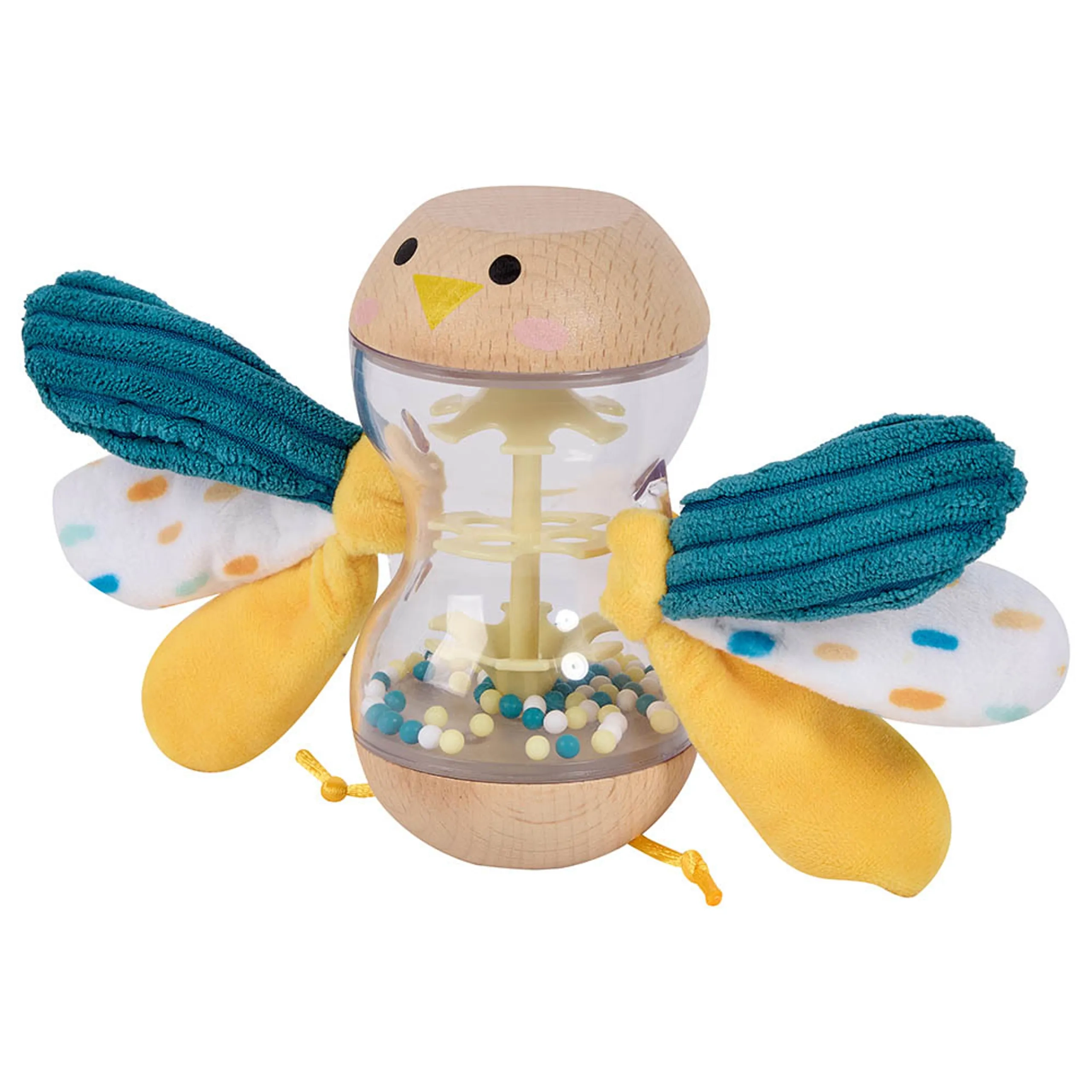 Cucu Bird Rattle - 0 month & above wood, plastic and fabric