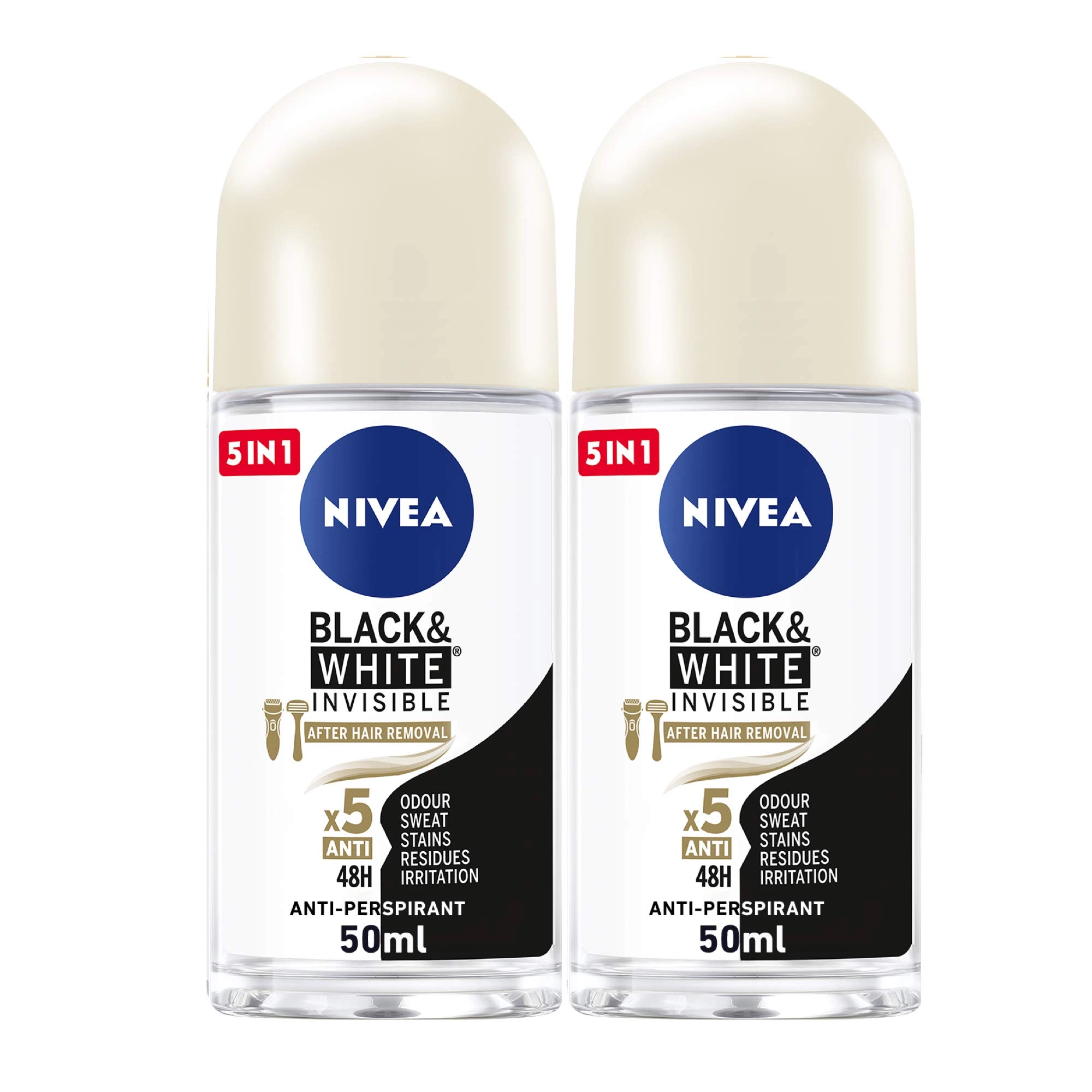 beiersdorf INVISIBLE FOR BLACK & WHITE SILKY SMOOTH Women's Roll On Anti-perspirant Deodorant - Invisible Silky Smooth 50 milliliter