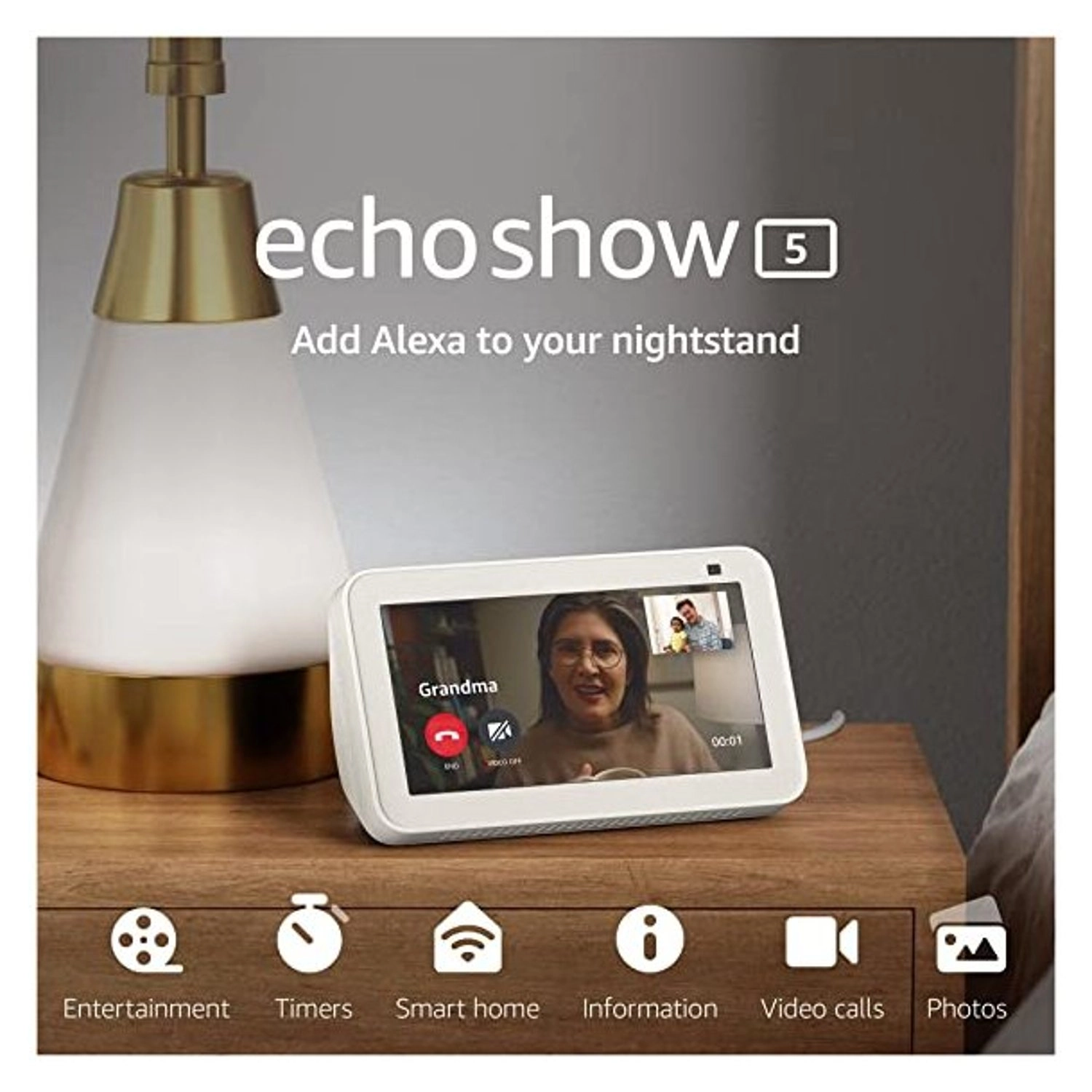 Echo Show 5 2nd Gen - Alexa Glacier White 2 MP Camera