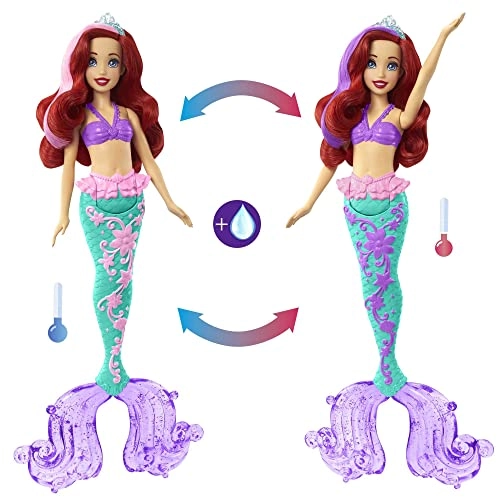Ariel Swimming Mermaid Doll - Color-change hair and tail Includes seahorse friend