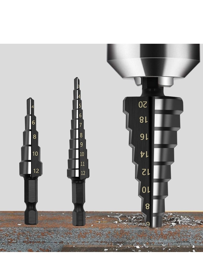 Step Drill Bit Set - 3 Pieces 3-12/4-12/4-20/4-32mm