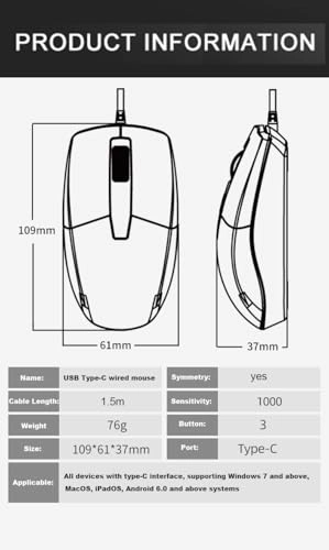 Wired USB C Mouse - USB