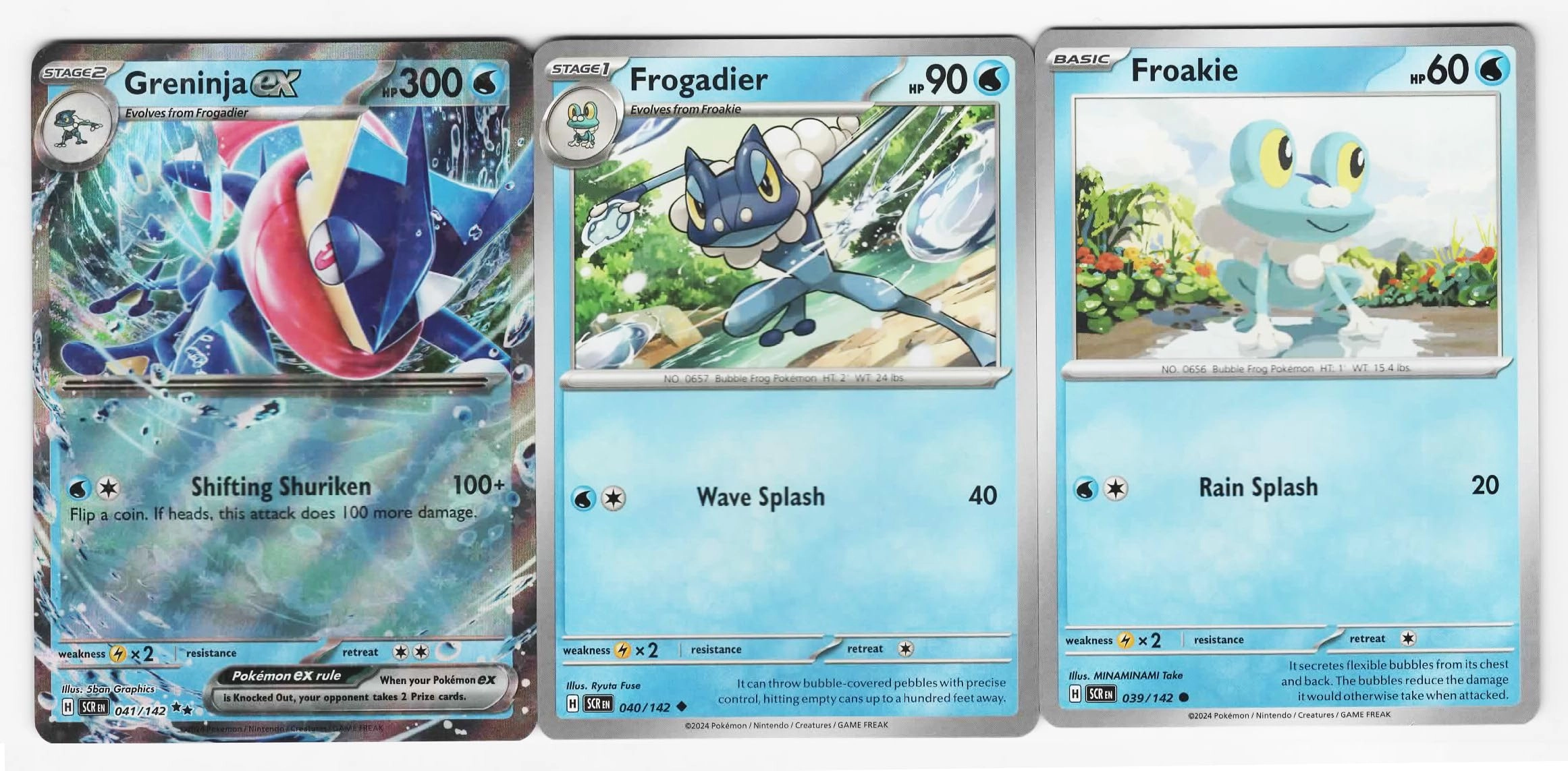 Pokmon Greninja ex 041/142 - Stellar Crown Card Lot Froakie & Frogadier