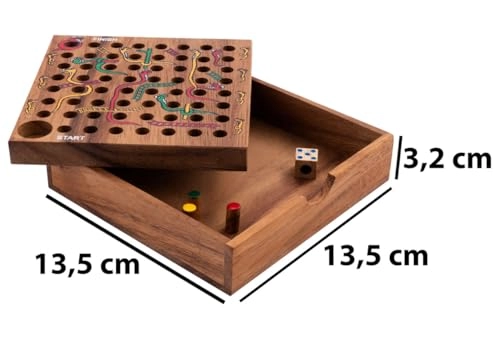 Snake and Ladder Game - Wooden Box Travel Game