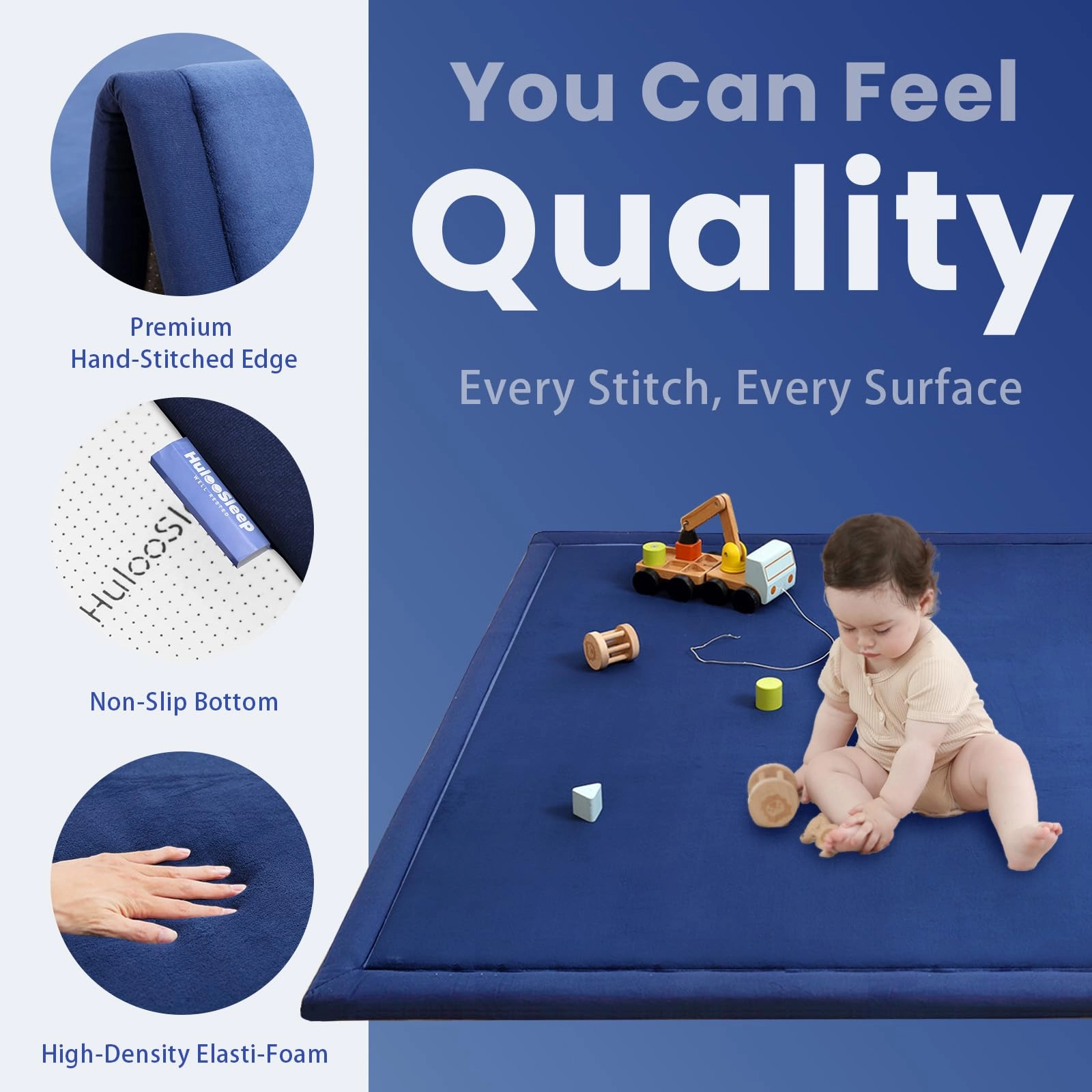 Baby Activity Play Mat - 79"x118" 1.3" Thick Cream