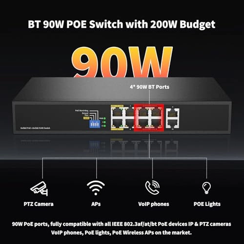 90W POE Switch - 8-ports