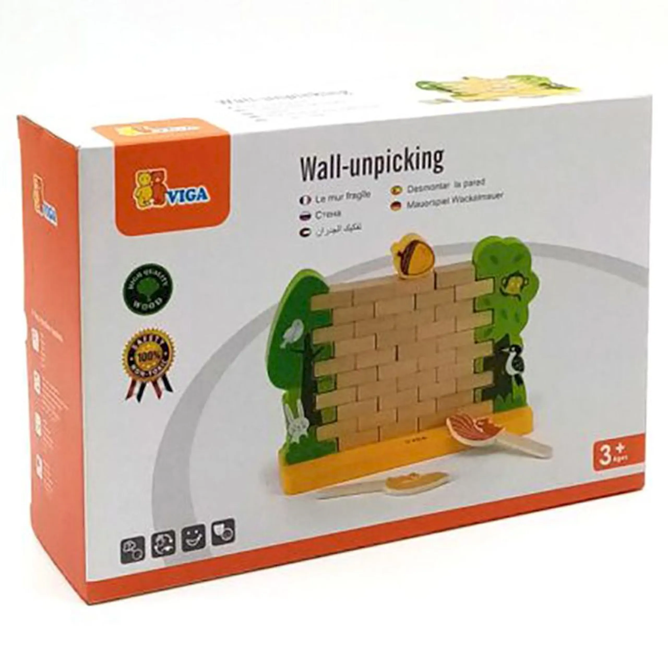 Wooden Wall Build & Topple Game