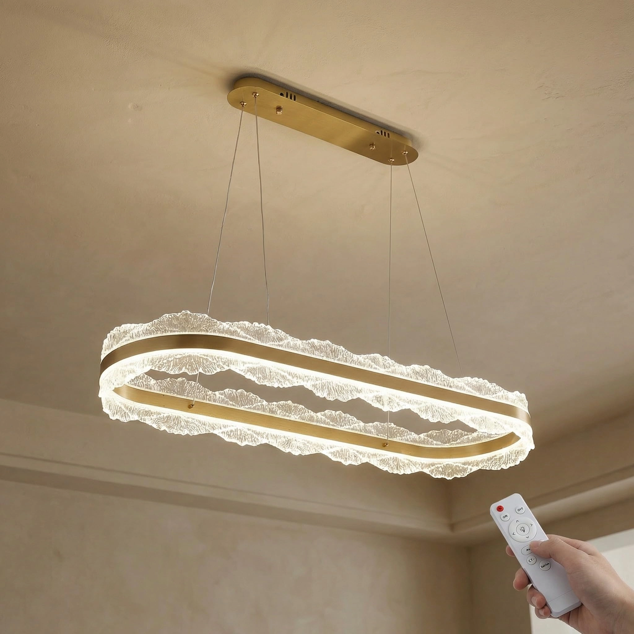 LED Ring Chandelier Oval - 3000K/4500K/6000K Stepless Dimming