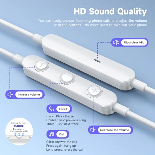 USB C Headphones Wired Earbud