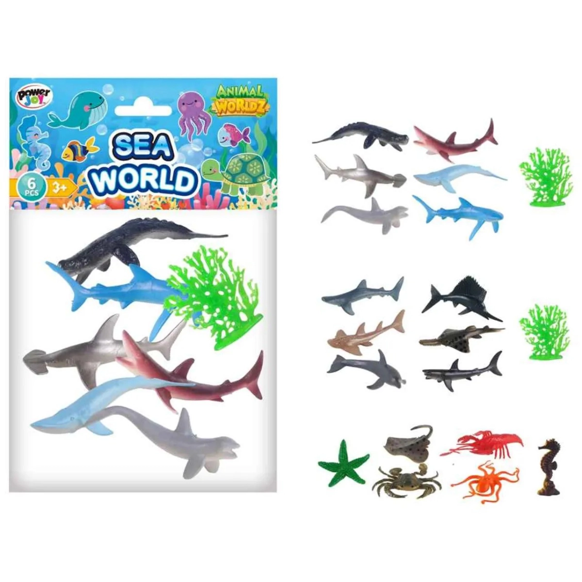 Power Joy Sea World Collectable Animal Toy - (ALGT-555A-6) 6 pcs