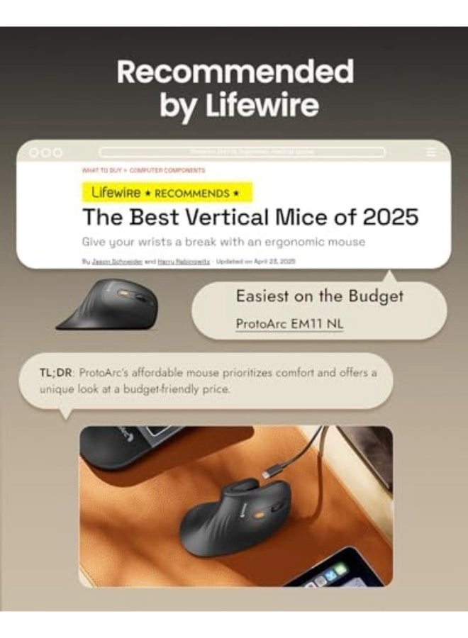 EM11 NL Ergonomic Vertical Mouse - Wireless