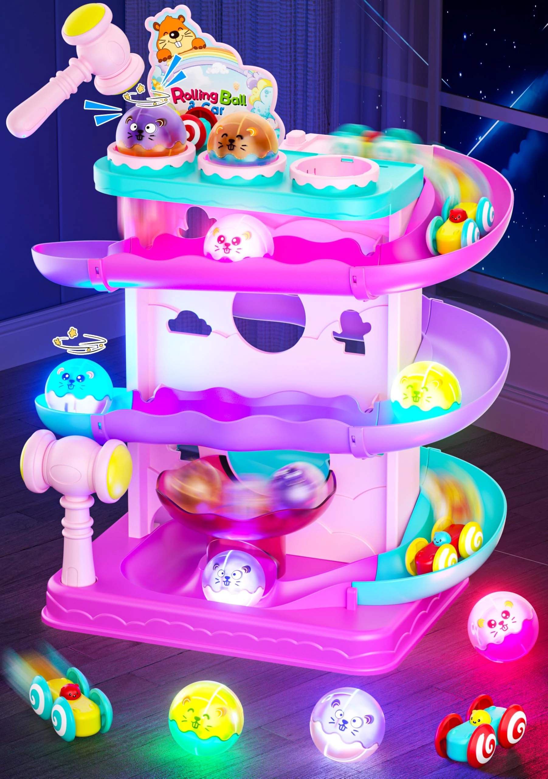 funwee 2-in-1 Rolling Ball & Racing Car Ramp Toy - 2 years and older