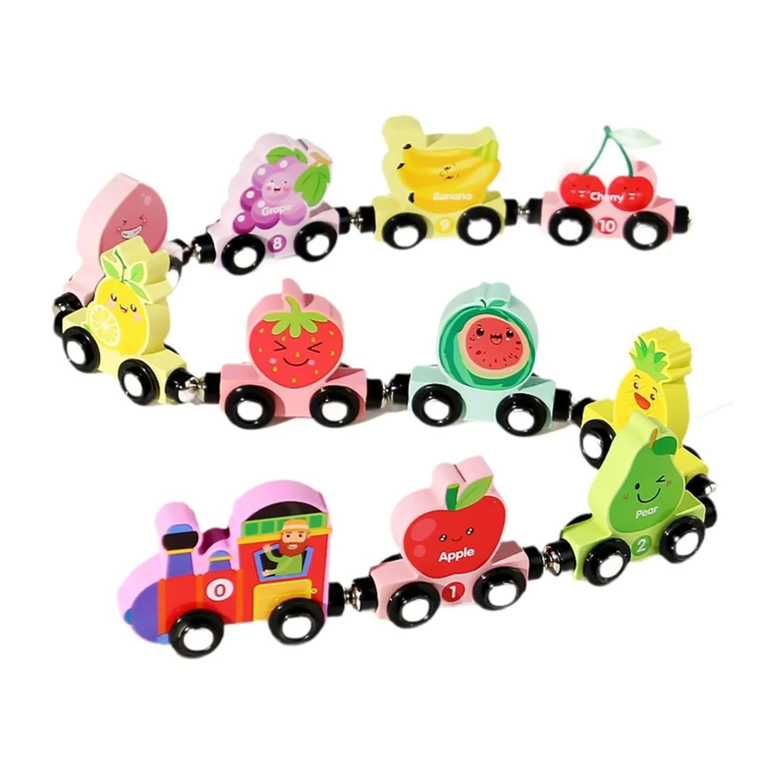 Factory Price Magnatic Wooden Fruit Montessori Train Set - 3 years & above