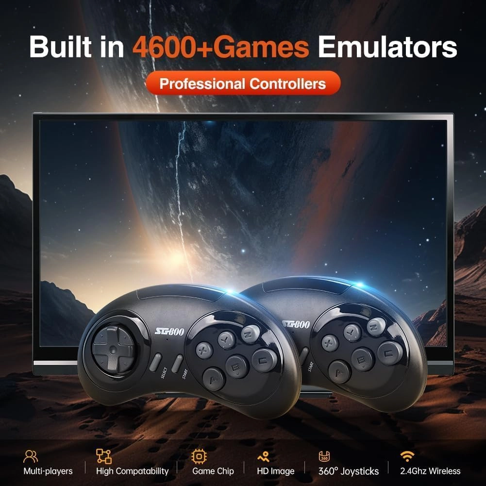 Nostalgia Game Stick - 4K HDMI 4,600+ Built-In Games Dual 2.4 GHz Wireless Controllers