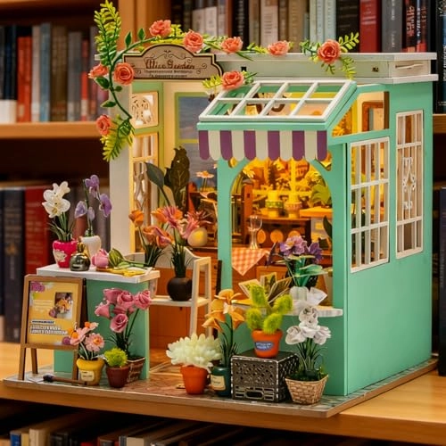 3D Wooden Puzzle Bookshelf Insert - Library of Books 1:24