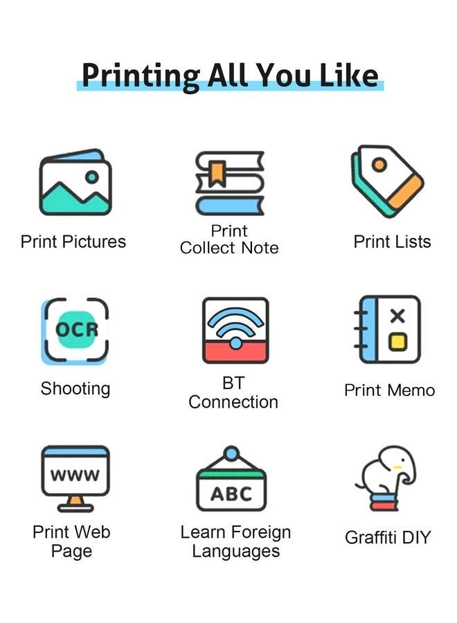 Wireless Mini Photo Printer White/Green