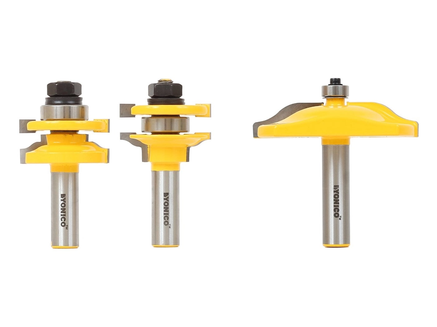 Yonico Raised Panel Cabinet Door Rail and Stile Router Bits - 1/2-Inch 3 Bit