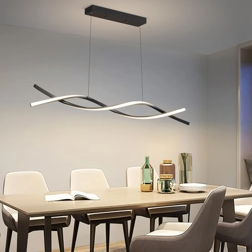 Dining Table Lamp - 100cm Black Dimmable Remote Control
