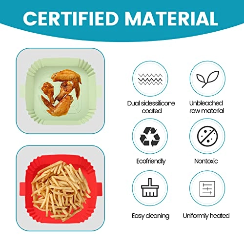 Silicone Air Fryer Liners - 7.8Inches 2 Pcs Silicone Brush