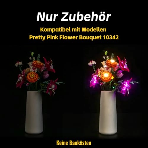 Light Kit for LEGO Pretty Pink Flower Bouquet 10342 - LED Lighting Battery Powered