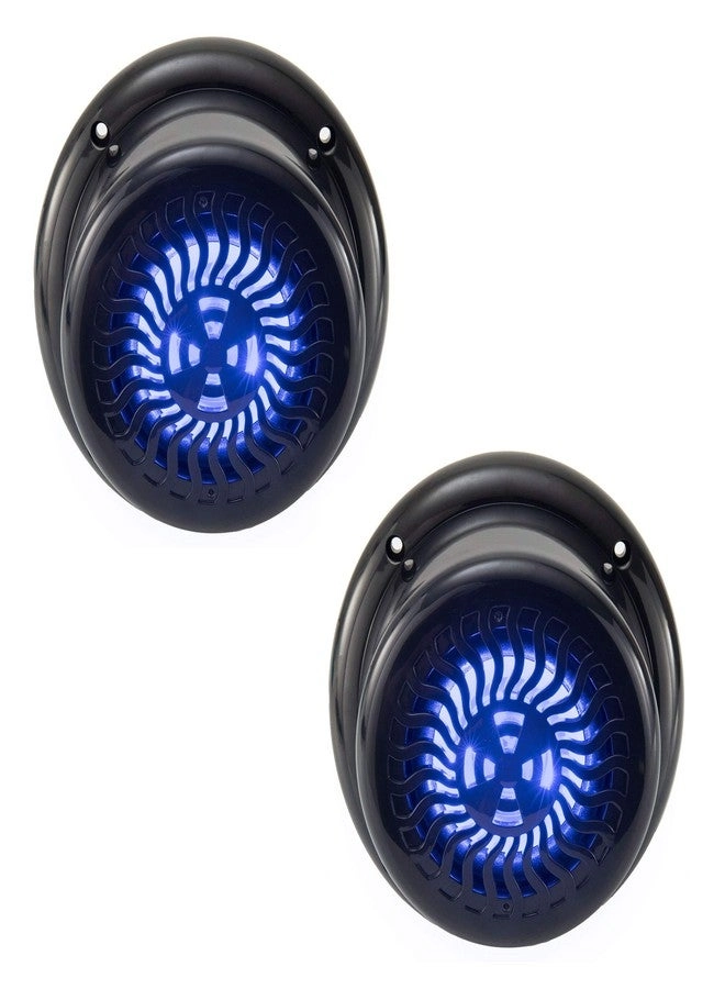 RecPro RV Flush Mount Speaker - 5.25" Black Wavy Blue LED Waterproof Pack