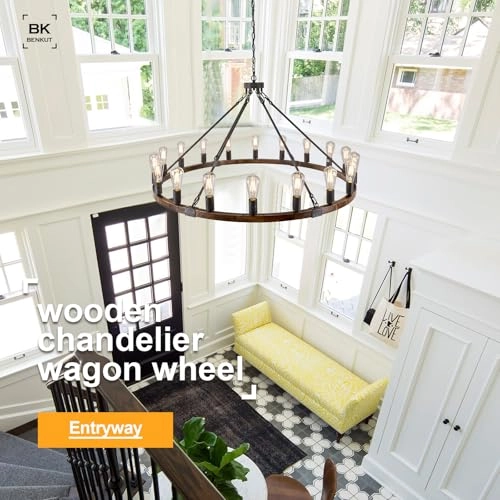 Wagon Wheel Chandelier - 24.8" to 76.5"