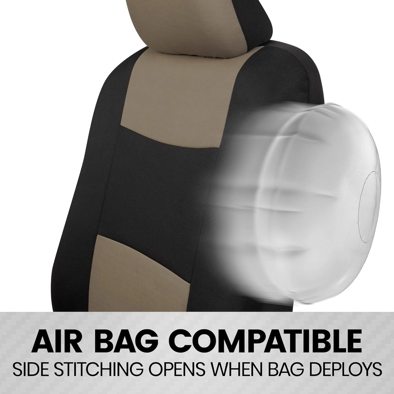PolyPro Seat Covers - 2-Pack Front Beige/Black