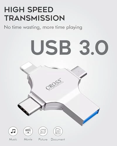 4 IN 1 PENDRIVE - USB 3.0 Lightning Micro USB USB A Type-C 256GB