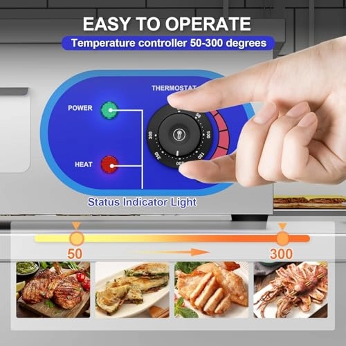 Electric Griddle - 1500W 14 inch Stainless Steel